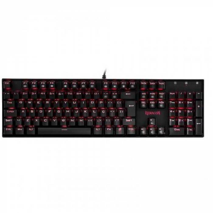 Tastatura Redragon Mitra, Red LED, USB, Black