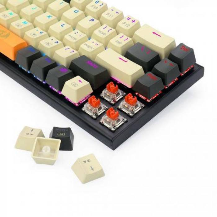 Tastatura Redragon Ryze, RGB LED, USB, White-Grey