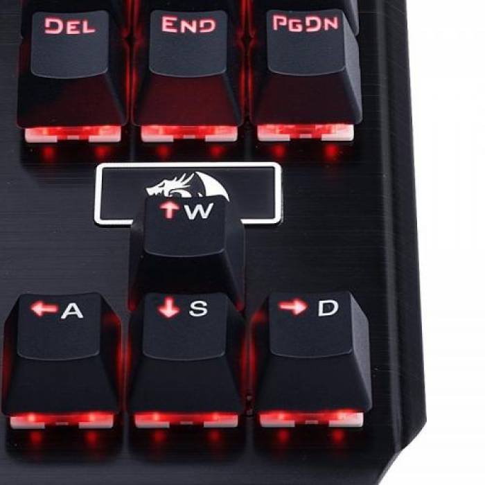 Tastatura Redragon Usas, Red LED, USB, Black