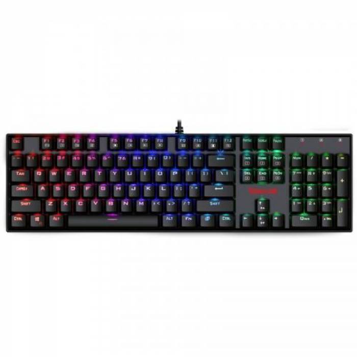 Tastatura Redragon Vara, RGB LED, USB, Black