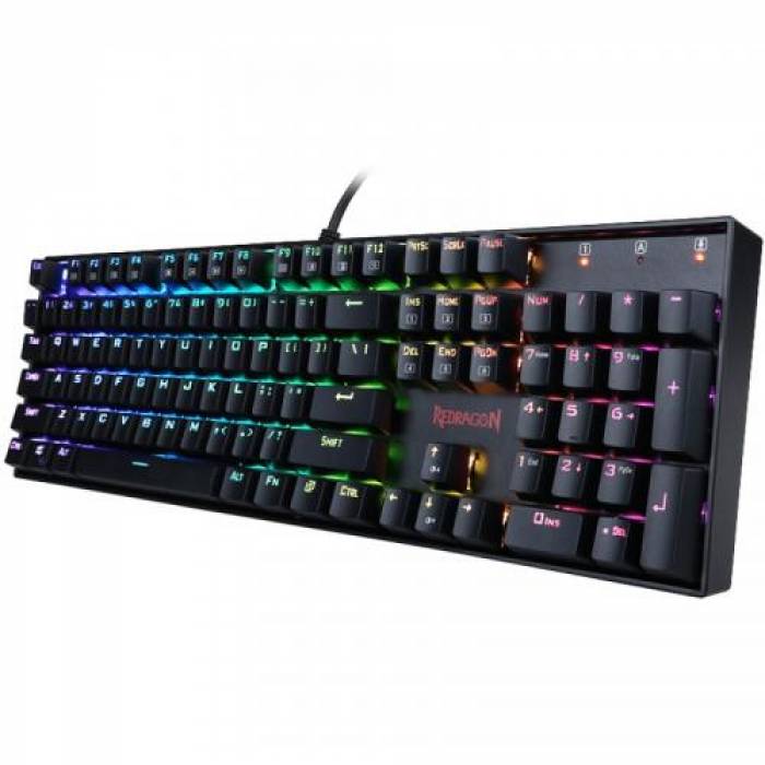 Tastatura Redragon Vara, RGB LED, USB, Black