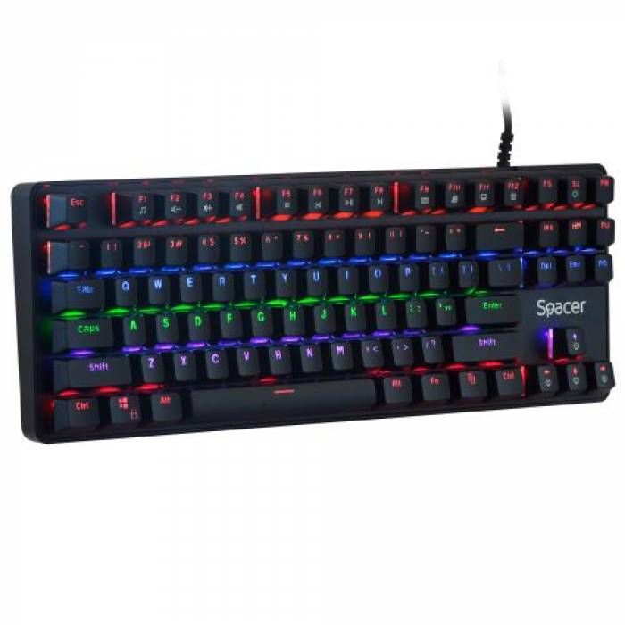 Tastatura Spacer SPKB-MK-IMMORTAL, RGB LED, USB, Black