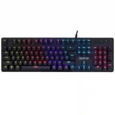 Tastatura Spacer SPKB-MK-WAR, RGB LED, USB, Layout US, Black