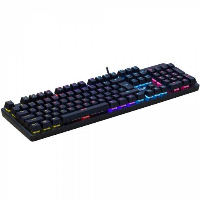 Tastatura Spacer SPKB-MK-WAR, RGB LED, USB, Layout US, Black