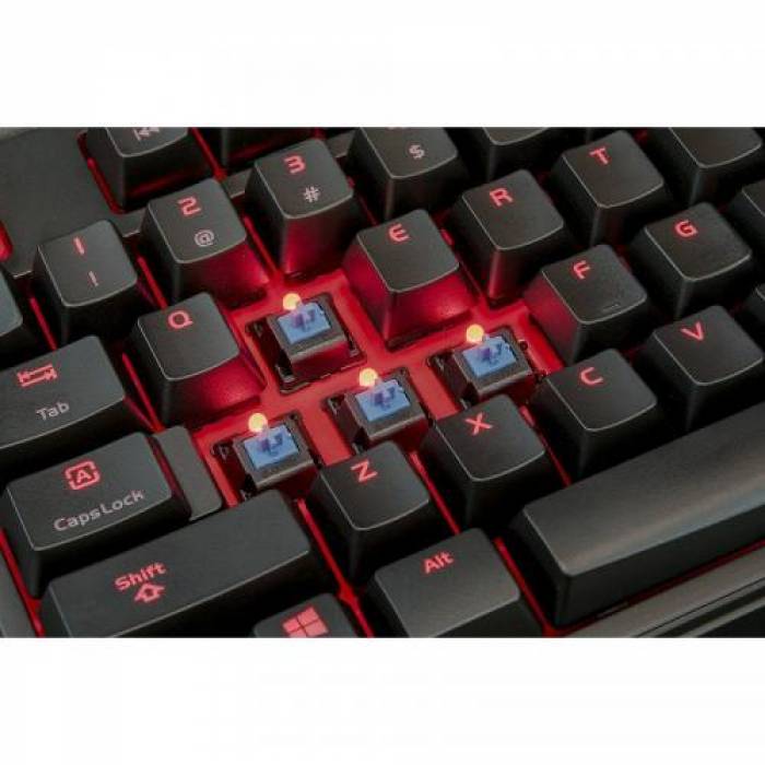 Tastatura Thermaltake Tt eSPORTS Meka Pro Cherry MX Blue, USB, Black-Red