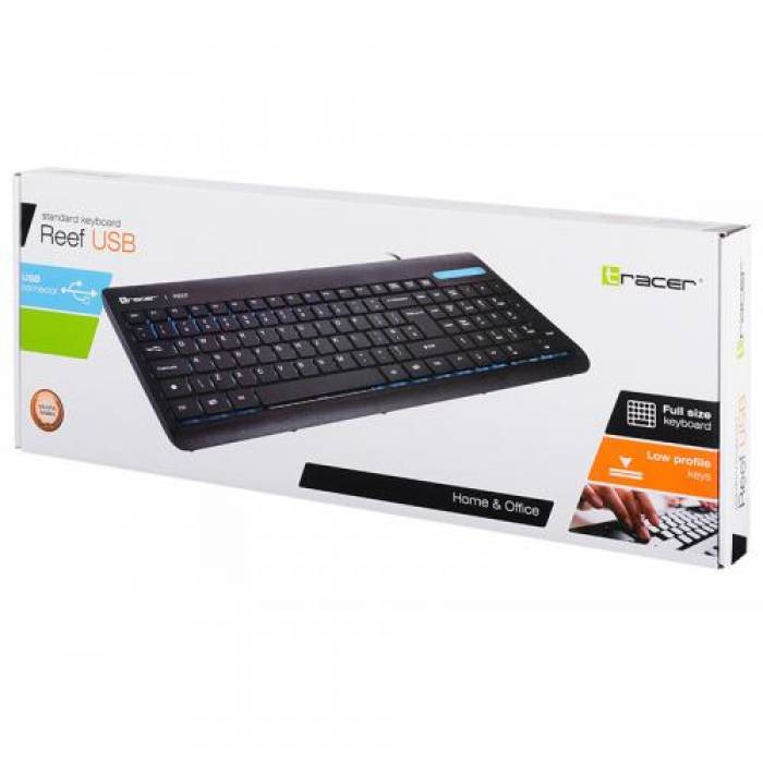 Tastatura Tracer Reef, USB, Black