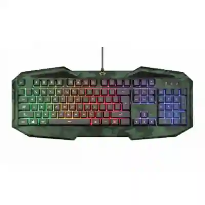 Tastatura Trust GXT 830 RW-C Avonn Camo, RGB LED, USB, Black-Green