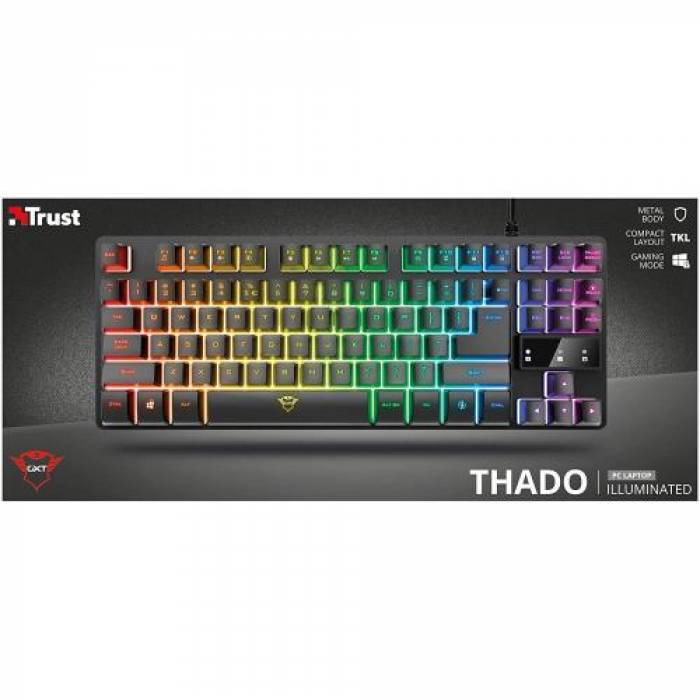 Tastatura Trust GXT 833 Thado TKL, RGB LED, USB, Black