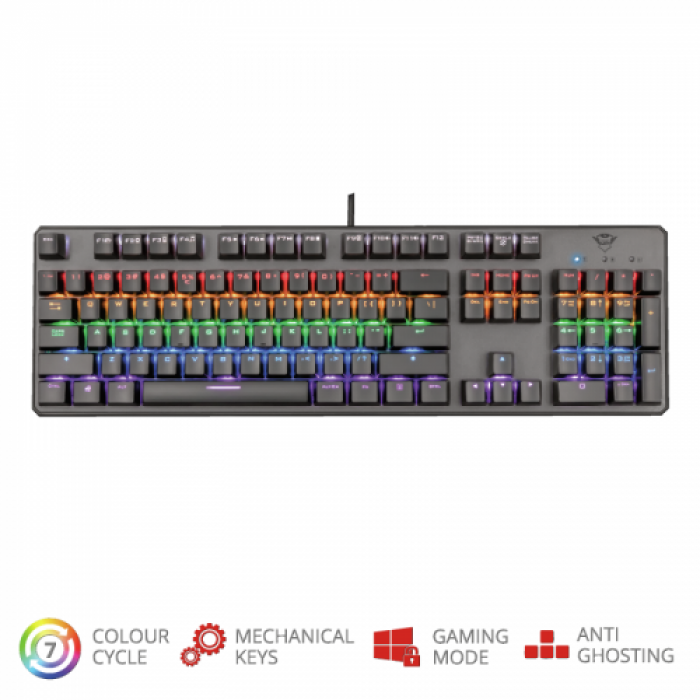 Tastatura Trust GXT 865 Asta RGB LED Mechanica, USB, Black