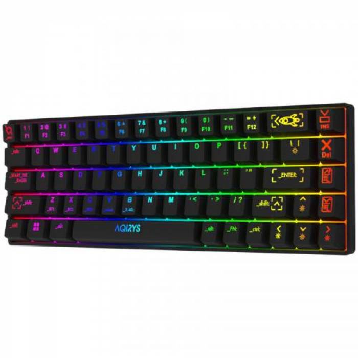 Tastatura Wireless AQIRYS Mira, RGB LED, Bluetooth/USB, Black
