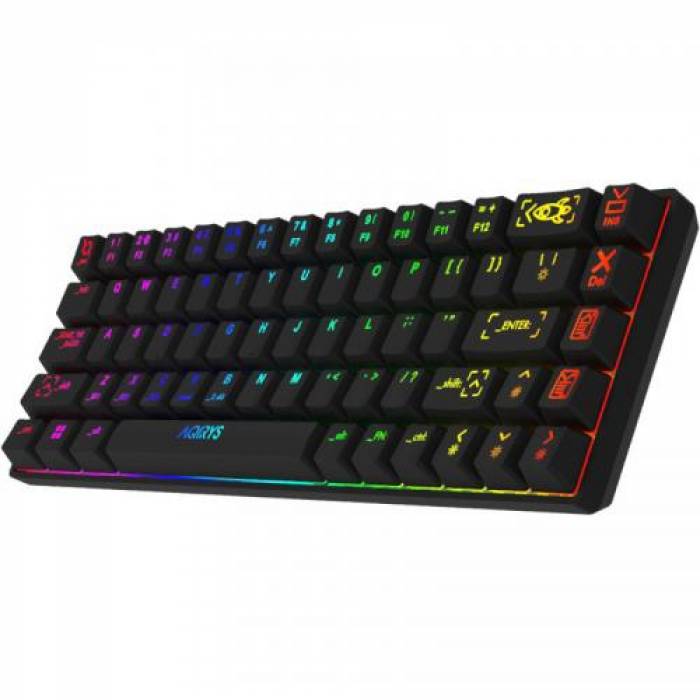 Tastatura Wireless AQIRYS Mira, RGB LED, Bluetooth/USB, Black