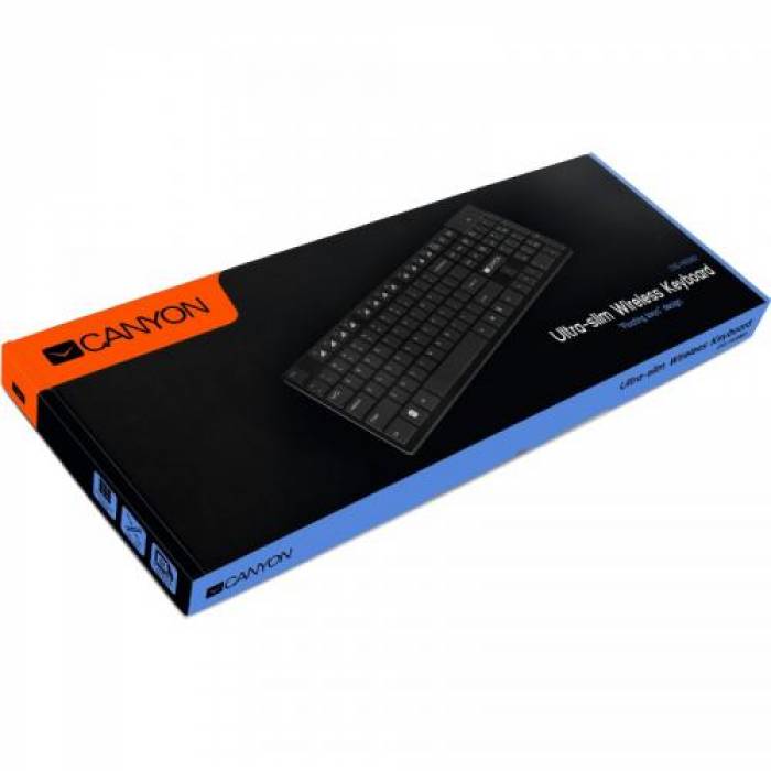 Tastatura Wireless Canyon CNS-HKBW2-US, USB, Black