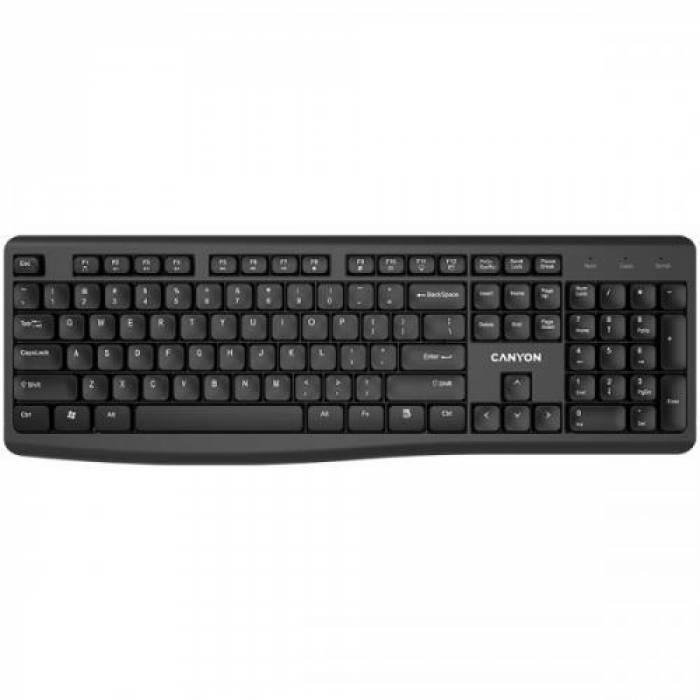 Tastatura wireless Canyon KB-W50, US/UK Layout, USB, Black