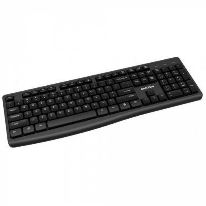 Tastatura wireless Canyon KB-W50, US/UK Layout, USB, Black