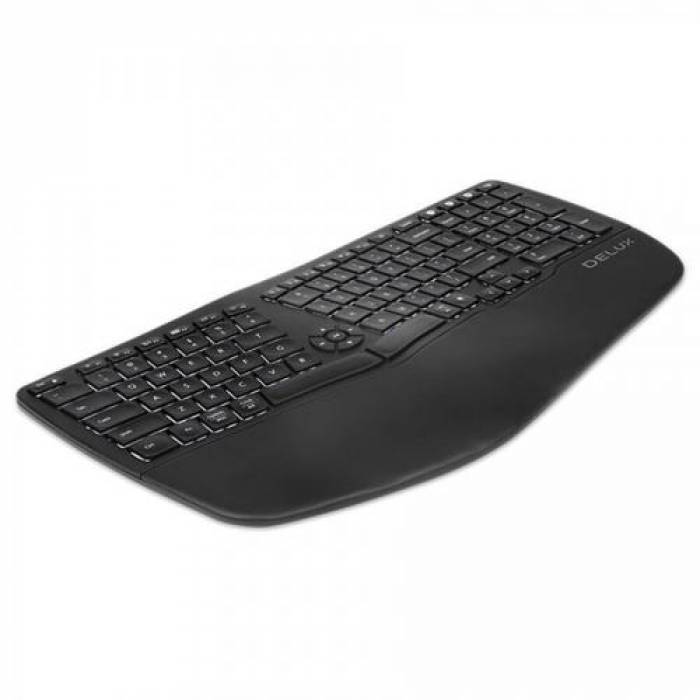 Tastatura Wireless Delux GM902A, USB Wireless/Bluetooth, Black