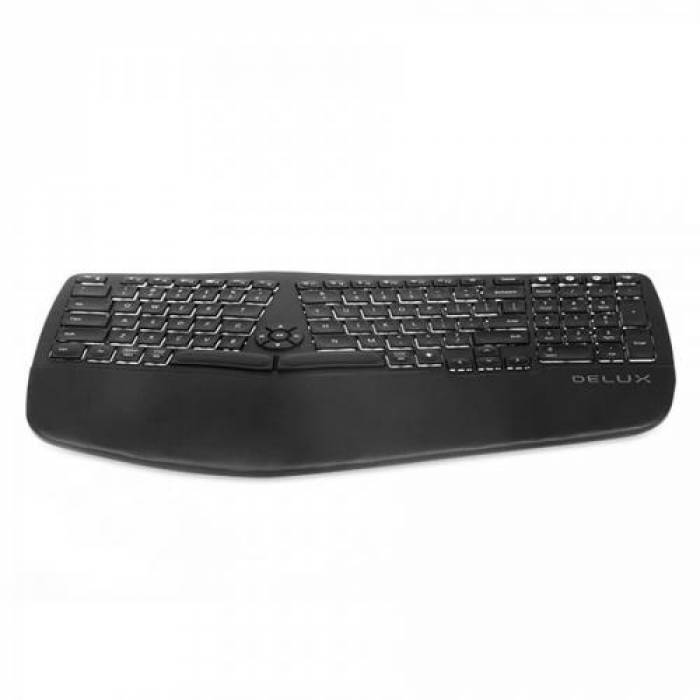 Tastatura Wireless Delux GM902A, USB Wireless/Bluetooth, Black