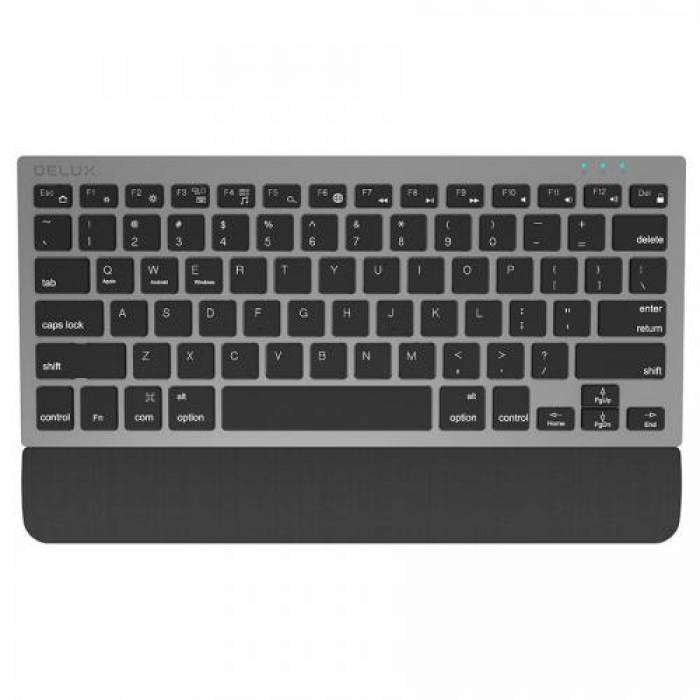 Tastatura Wireless Delux K3300D, USB Wireless/Bluetooth, Grey-Black