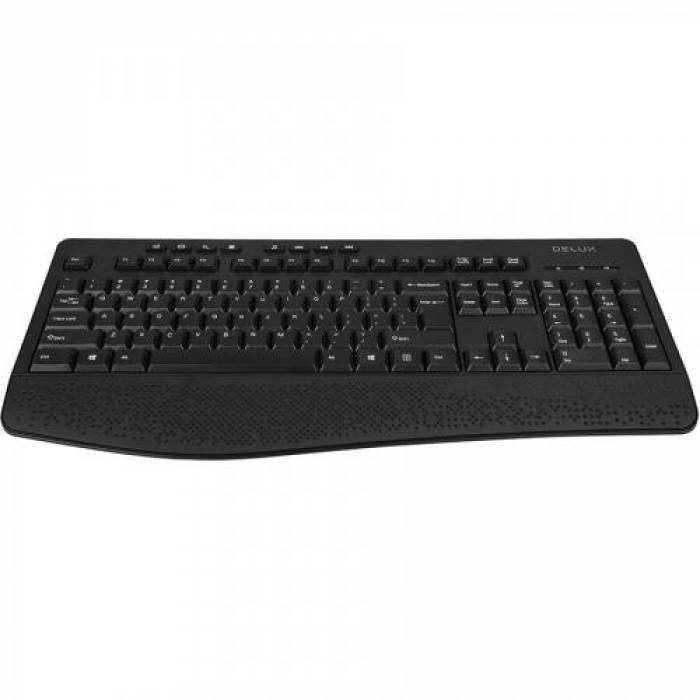 Tastatura Wireless Delux K6060G, USB Wireless/Bluetooth, Black