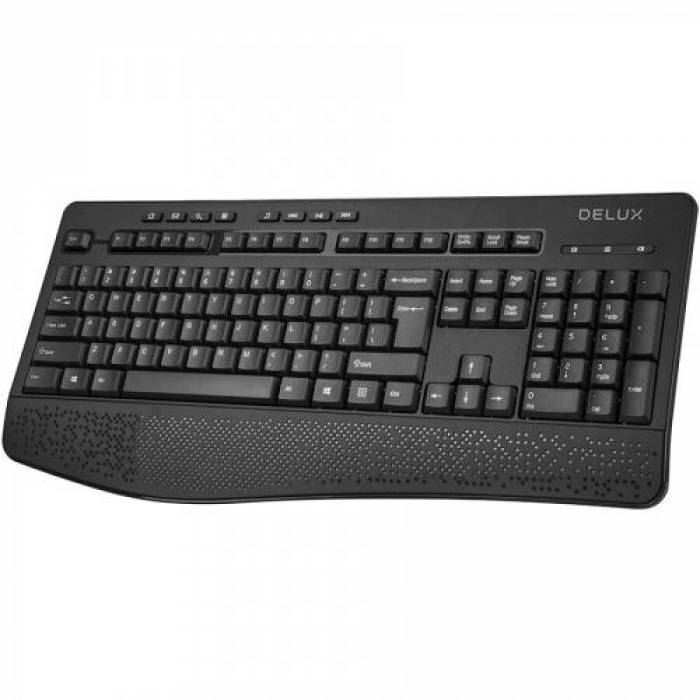 Tastatura Wireless Delux K6060G, USB Wireless/Bluetooth, Black