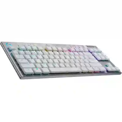 Tastatura Wireless Logitech G915 TKL Tenkeyless Lightspeed, RGB LED, Bluetooth/USB, Layout US, White