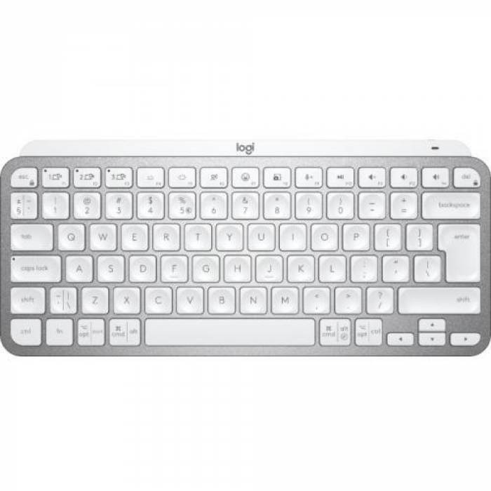 Tastatura Wireless Logitech MX Keys Mini for Mac, White LED, Bluetooth, Layout US, Pale Grey