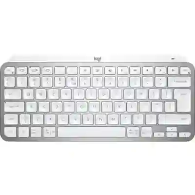 Tastatura Wireless Logitech MX Keys Mini, White LED, Bluetooth, Layout US, Pale Grey