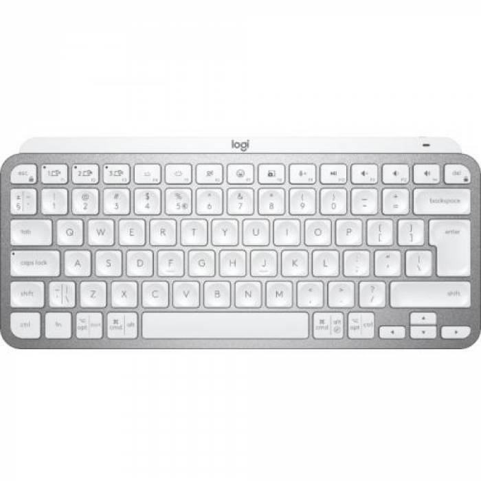 Tastatura Wireless Logitech MX Keys Mini, White LED, Bluetooth, Layout US, Pale Grey