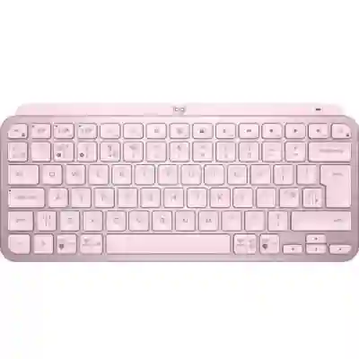 Tastatura Wireless Logitech MX Keys Mini, White LED, Bluetooth, Layout US, Rose