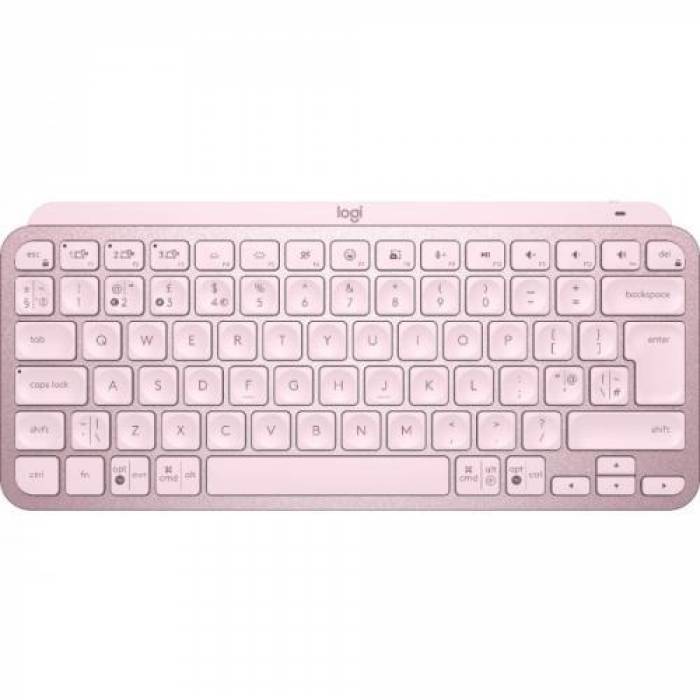 Tastatura Wireless Logitech MX Keys Mini, White LED, Bluetooth, Layout US, Rose