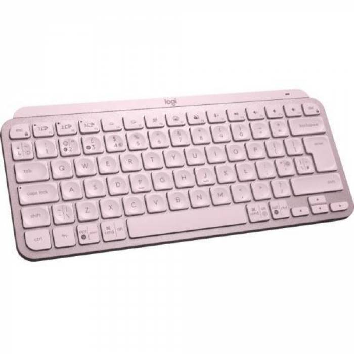 Tastatura Wireless Logitech MX Keys Mini, White LED, Bluetooth, Layout US, Rose