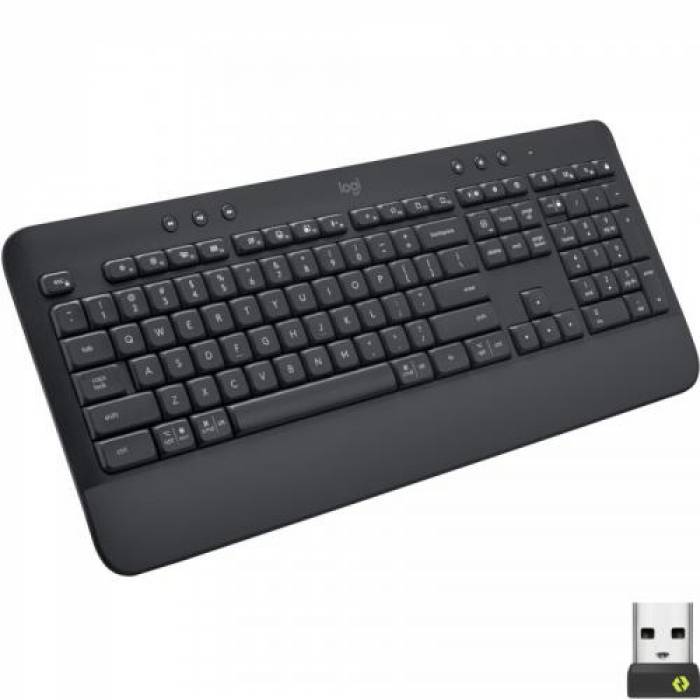 Tastatura Wireless Logitech Signature K650, Bluetooth/USB, Layout US, Graphite