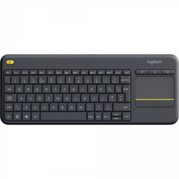 Tastatura Wireless Logitech Touch K400 Plus, USB, Layout UK, Black