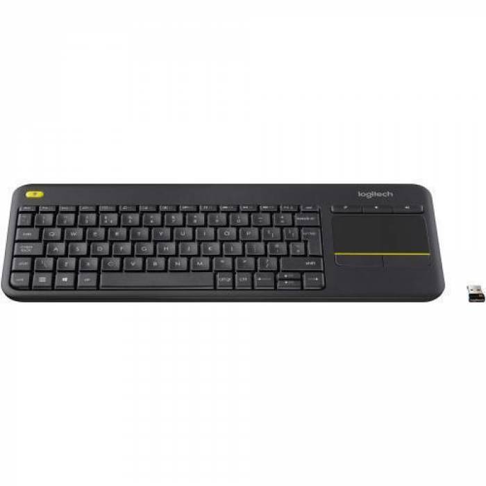 Tastatura Wireless Logitech Touch K400 Plus, USB, Layout UK, Black