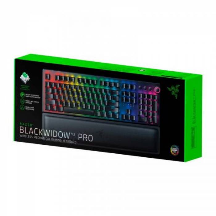 Tastatura Wireless Razer BlackWidow V3 Pro Green Switch, USB, Black