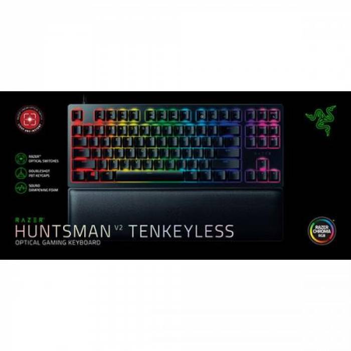 Tastatura Wireless Razer Huntsman V2 Tenkeyless Red Switch, RGB LED, USB, Black