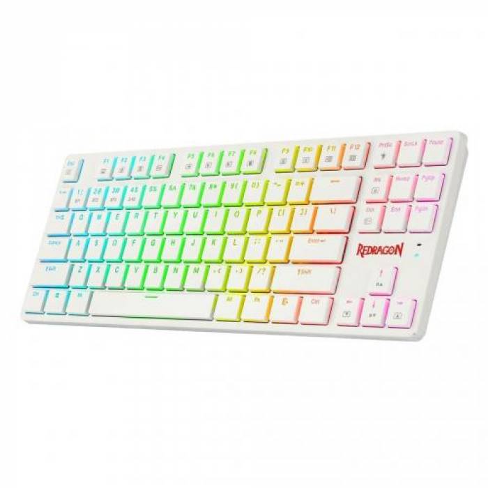 Tastatura Wireless Redragon Anubis, RGB LED, USB Wireless/Bluetooth, White