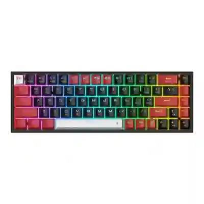 Tastatura Wireless Redragon Castor Pro, RGB LED, USB Wireless/Bluetooth, Black-Red