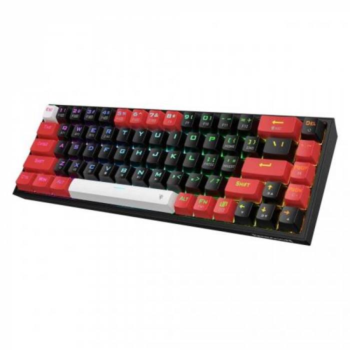 Tastatura Wireless Redragon Castor Pro, RGB LED, USB Wireless/Bluetooth, Black-Red