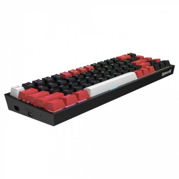 Tastatura Wireless Redragon Castor Pro, RGB LED, USB Wireless/Bluetooth, Black-Red