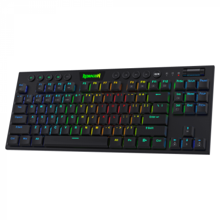 Tastatura Wireless Redragon Horus TKL, RGB LED, USB Wireless/Bluetooth, Black