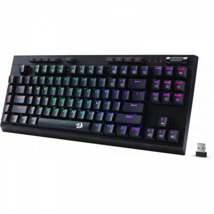 Tastatura wireless Redragon Vishnu Mecanica, RGB LED, USB, Black