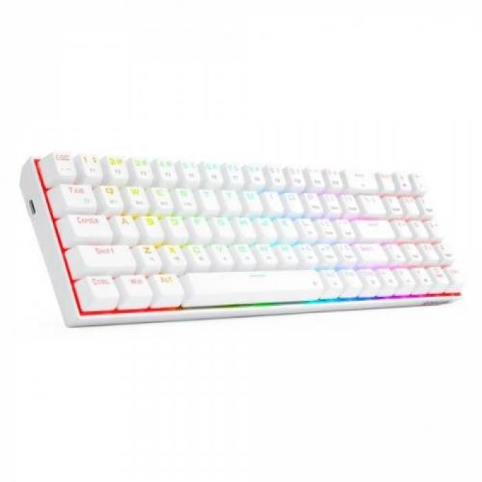 Tastatura Wireless Redragon Zed Pro, RGB LED, USB Wireless/Bluetooth, White