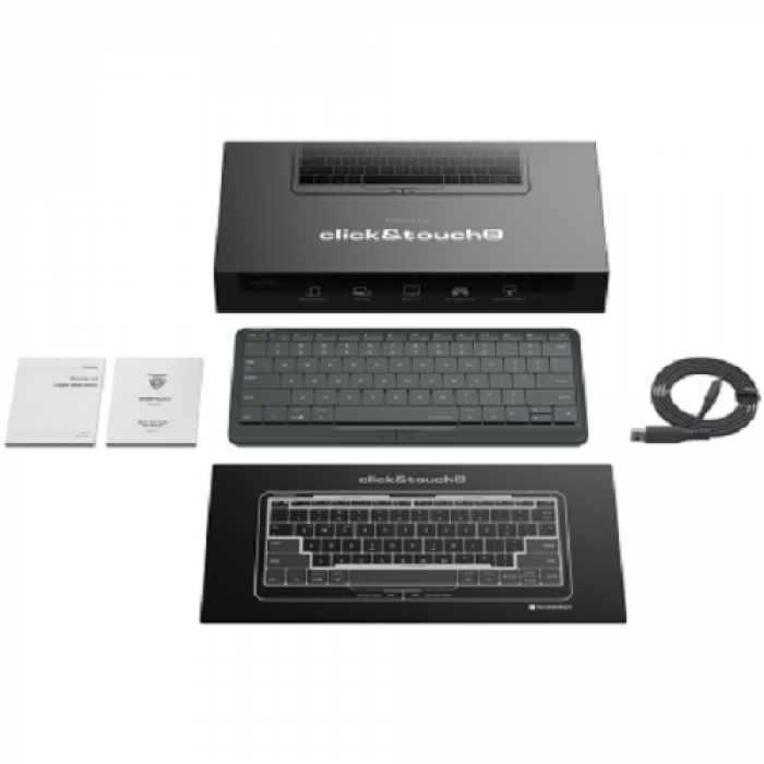 Tastatura Wireless SMART Prestigio Click&Touch 2, Bluetooth, TouchPad, Layout EN, Space Grey