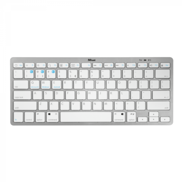 Tastatura Wireless Trust Nado, Bluetooth, White