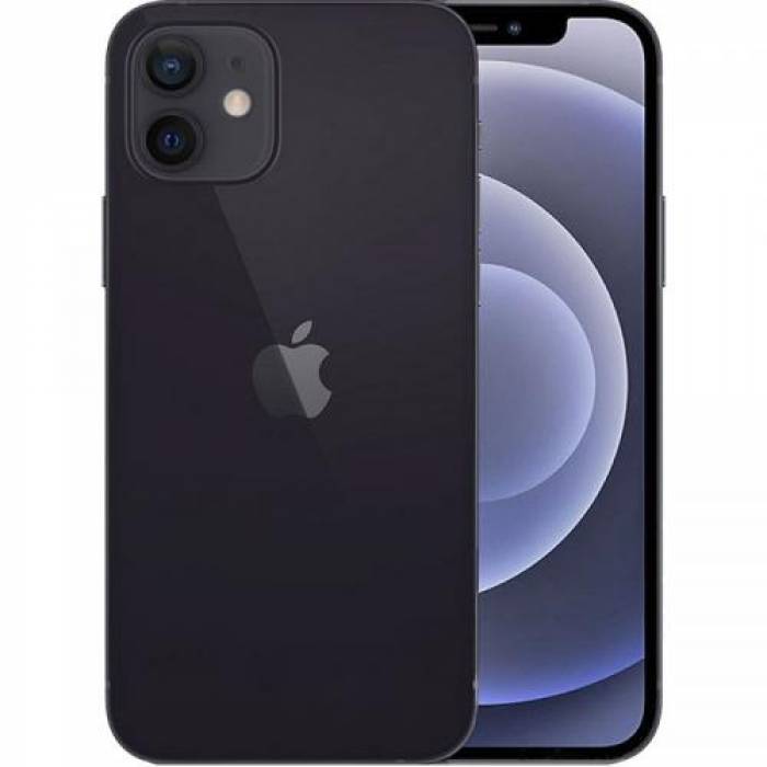 Telefon Mobil Apple iPhone 12, Dual SIM, 64GB, 4GB RAM, 5G, Black