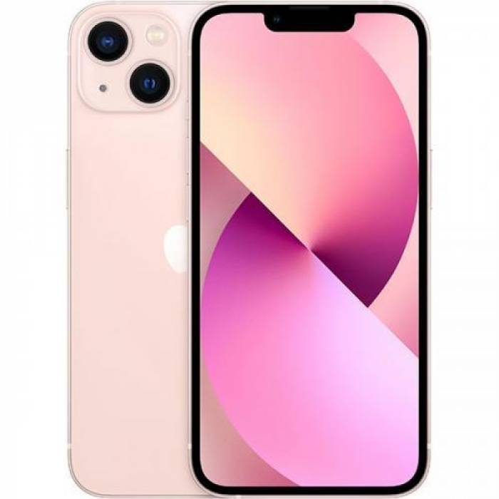 Telefon Mobil Apple iPhone 13, Dual SIM Hybrid, 128GB, 4GB RAM, 5G, Pink