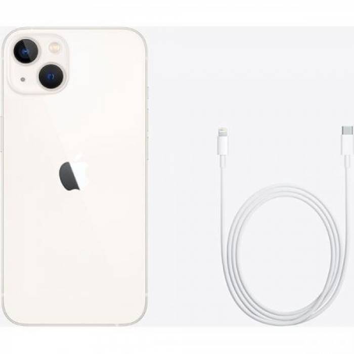 Telefon Mobil Apple iPhone 13, Dual SIM Hybrid, 128GB, 4GB RAM, 5G, Starlight