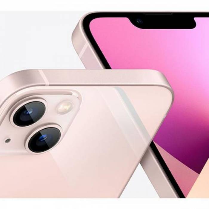 Telefon Mobil Apple iPhone 13, Dual SIM Hybrid, 256GB, 4GB RAM, 5G, Pink