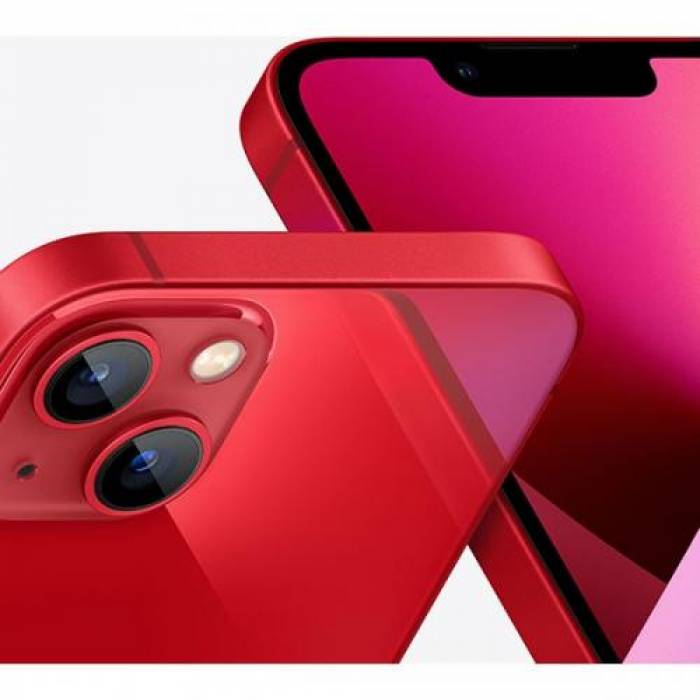 Telefon Mobil Apple iPhone 13, Dual SIM Hybrid, 256GB, 4GB RAM, 5G, Red