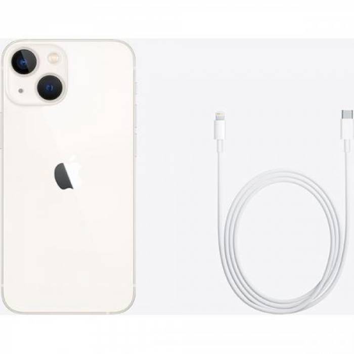 Telefon Mobil Apple iPhone 13 Mini, Dual SIM Hybrid, 128GB, 4GB RAM, 5G, Starlight